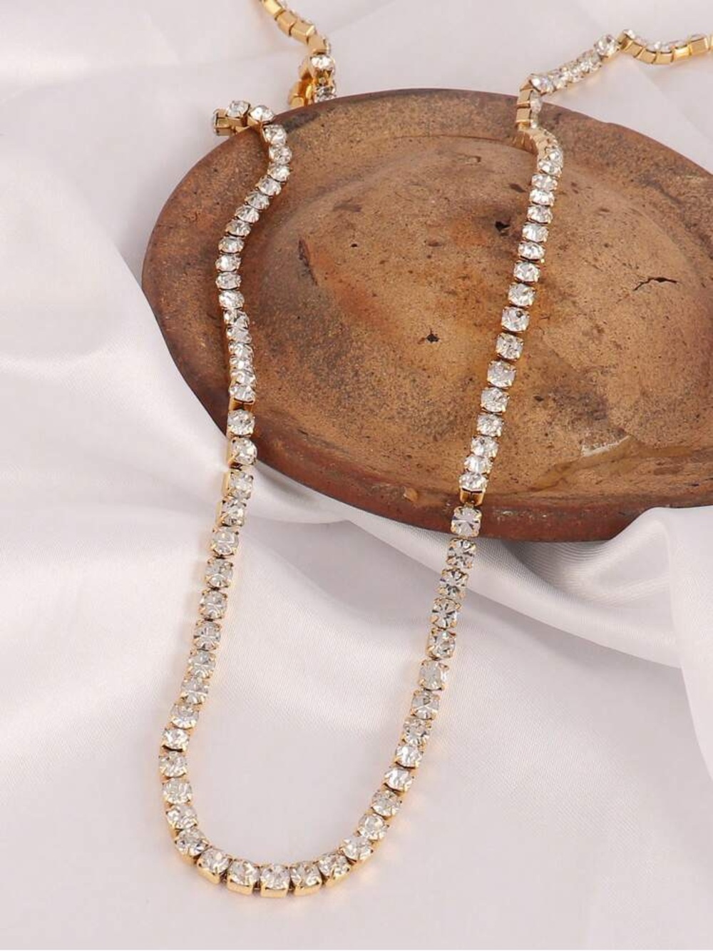 Gold Crystal Tennis Necklace - Elegant Sparkle